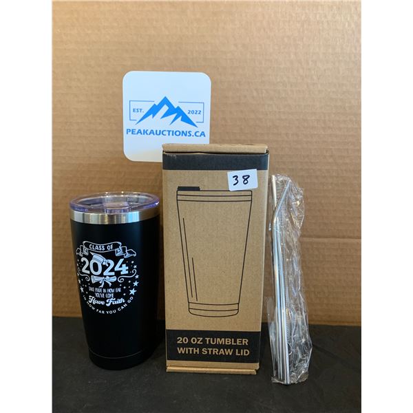 20 Oz Tumbler With Straw And Lid Black