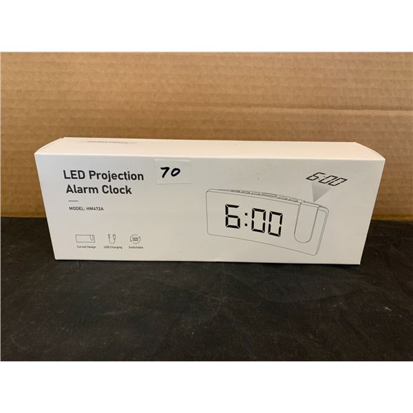LED Projection Alarm Clock Curved Design USB Charge