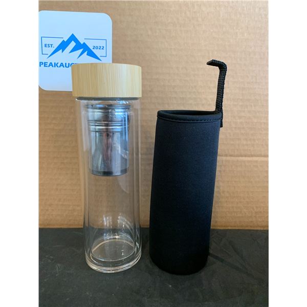Fruit Infuser Glass Water Bottle With Case