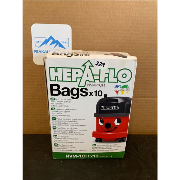 10 Hepa-Flo Numatic Vacuum Bags NVM-1CH x10