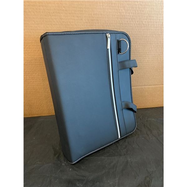 Black Leather Acccoridan Style 26 Pocket File Folder