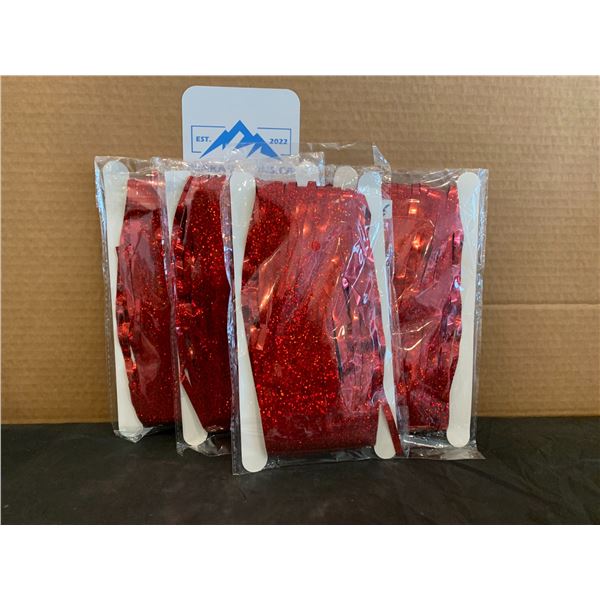 Pack Of 4 Red Sparkly Doorway Hanging Party Curtain