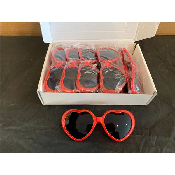 Pack of 12 Red Heart Shaped Sun Glasses