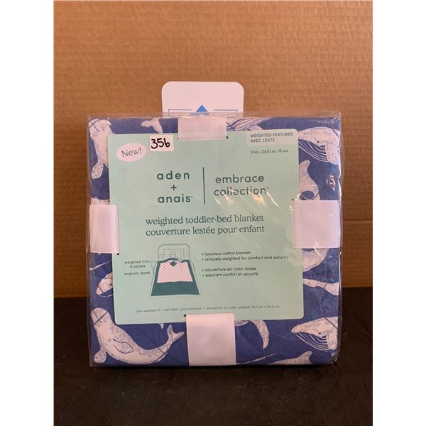 Aden + Anais Whale Pattern Weighted Toddler-Bed Blanket 31"x40"