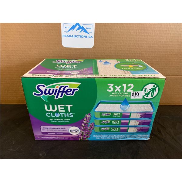 Swiffer Wet Mopping Cloths Febreze Freshness Lavender 3x12 Wet Cloths