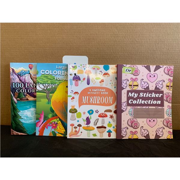 Large Print Coloring Book &100 Landscapes Coloring Book Sticker Book x 4