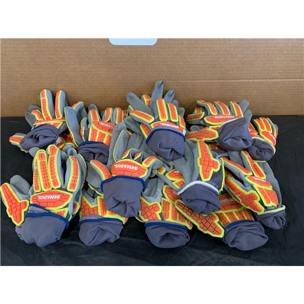 Lot of 17 Pairs of Assorted Sizes Ormadus Impact Resistant Safety Gloves