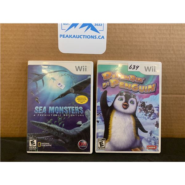 Nintendo Wii 2 Pack Games Sea Monsters Prehistoic Adventure & De Penguin