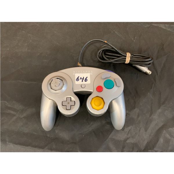 Nintendo Game Cube Controller Silver Joystick is Tight Left side Control Chewed Wire Exposed