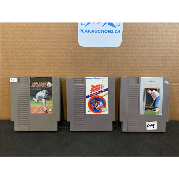Nintendo NES 3 Pack Jack Nicklaus Golf Roger Clemens Mlb Bases Loaded