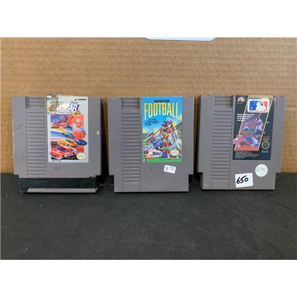 Nintendo NES 3 Pack Games Nascar Football Mlb