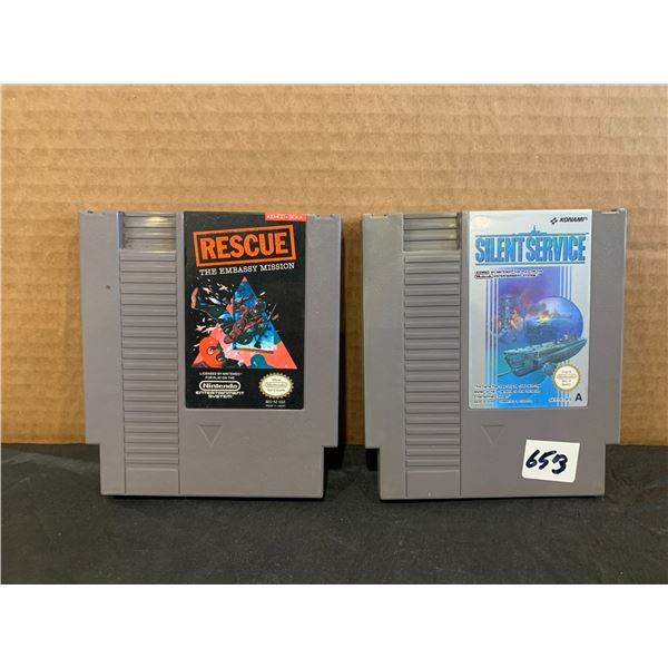 Nintendo NES 2 Pack Games Silent Service & Rescue The Embassy Mission