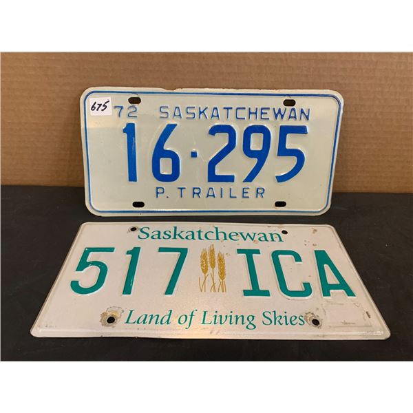 Lot of 2 Saskatchewan License Plates