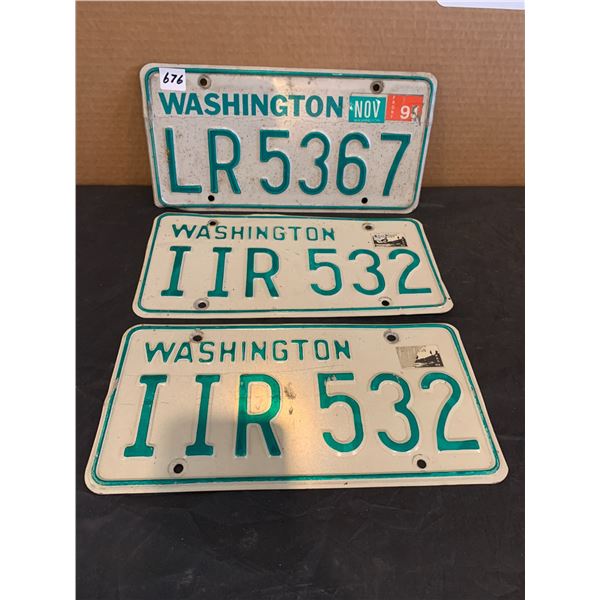 Lot of 3 Washington License Plates