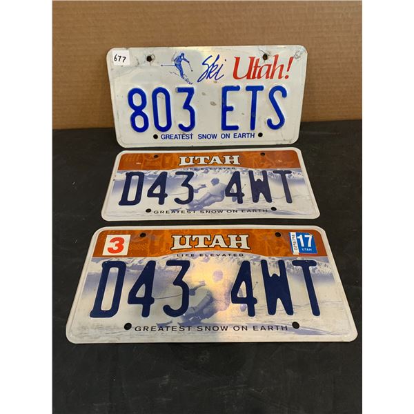 Lot of 3 Utah License Plates