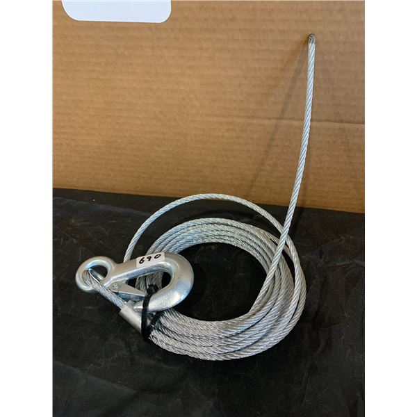 Winch Cable with Hook - 1/4 in - About 20 feet of Cable