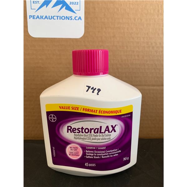 Restoralax Value Size Bayer 765g 45 Doses Exp Aug. 2026
