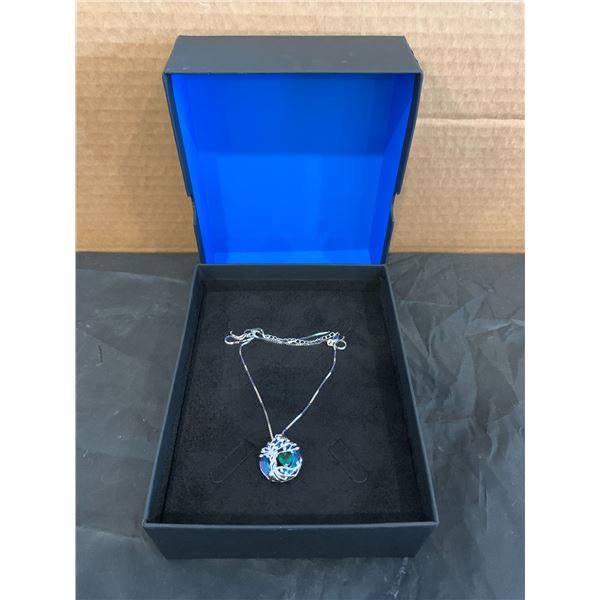 Sterling Silver - Emerald Tree Of Life Chain & Pendant