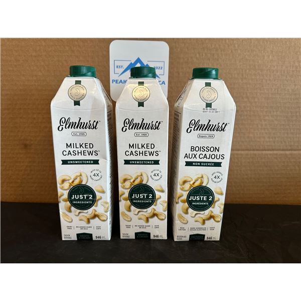 Lot of 3 946ML Elmhurst Milked Cashews - Unsweetened