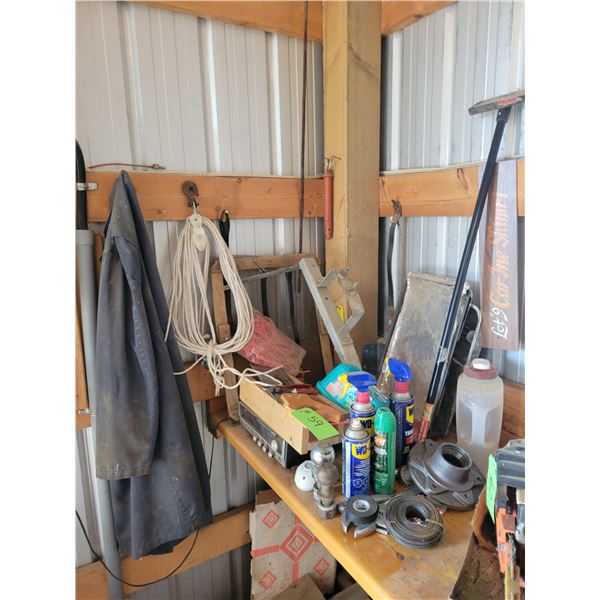 Hitches, saw, WD-40, radio & misc.