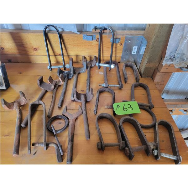 Qty of eveners, U-clamps, bull ring and misc.