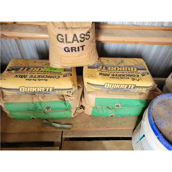 6- Bags of concrete, 1/2 bag of glass grit