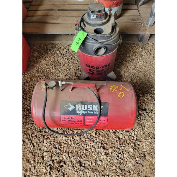 Husky 11-gal air tank & shop vac.