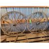 Image 1 : 2- Wood wagon wheels, approx. 38.5in.