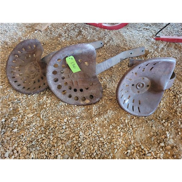 3- Steel tractor seats c/w pedestal