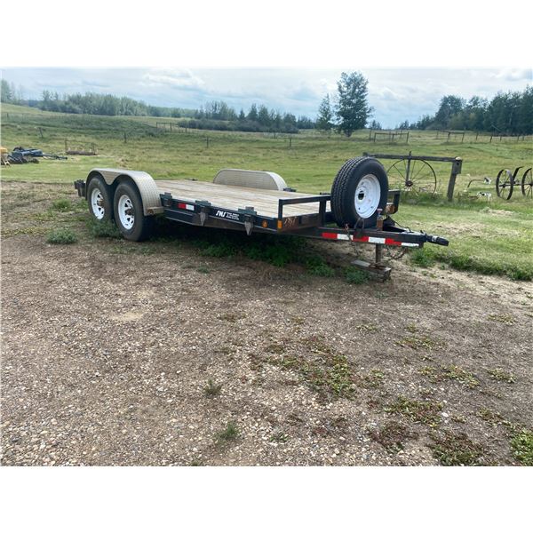 2002 SWS 16ft Bumper Pull Flat Deck Trailer c/w ramps & spare, SN. R133527648