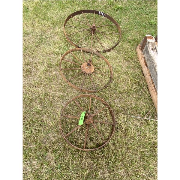 3- Metal wagon wheels