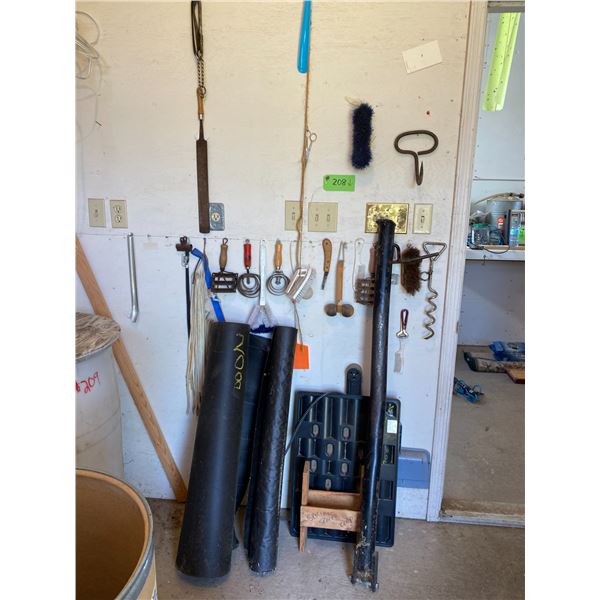 Qty of Horse brushes, hoof picks & asphalt underlay