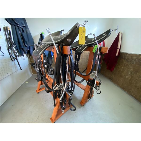 A Fancy harness set c/w rolling stands & scotch tops