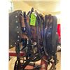 Image 3 : Work harness c/w rolling harness stand, qty of hames & horse clippers