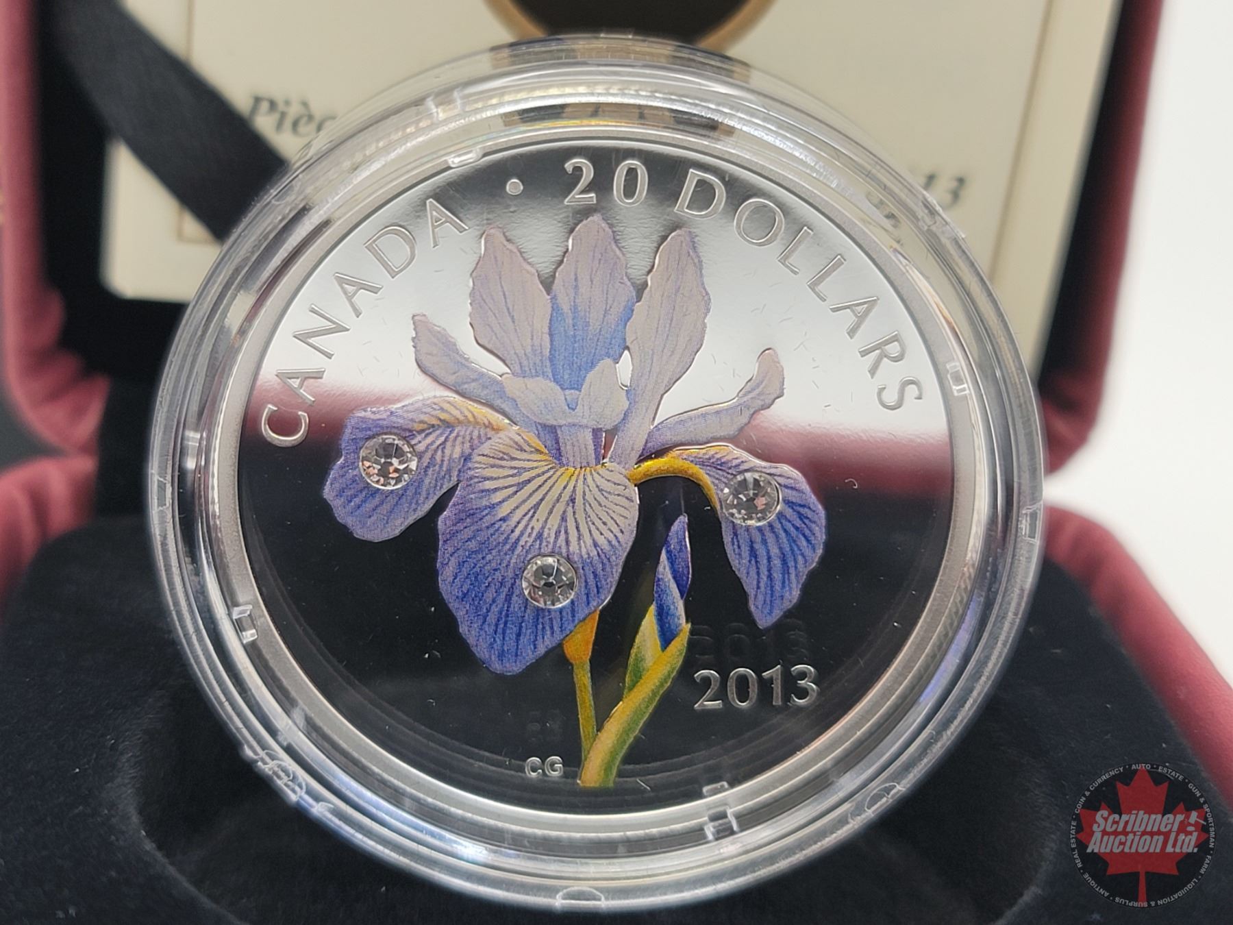 Silver Coin Blue RCM 2013 $20 Fine Silver Coin : Blue Flag Iris (COA #05944) (Swarovski ...
