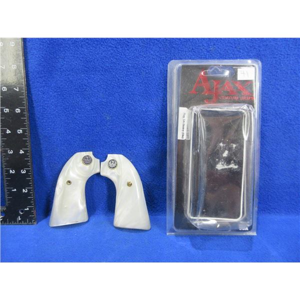 Ajax Custom Grips - Ruger SA Bisley (Blu) - White Pearlite