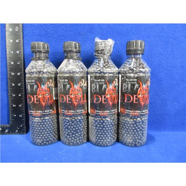 Blaster Devil Airsoft BB's - 0.43g/6mm BB - 4 Bottles of 3000