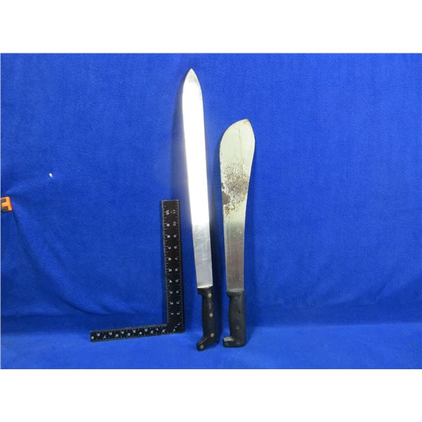 2 Machetes - Taiwan 14" Blade and Unknown 18" Blade