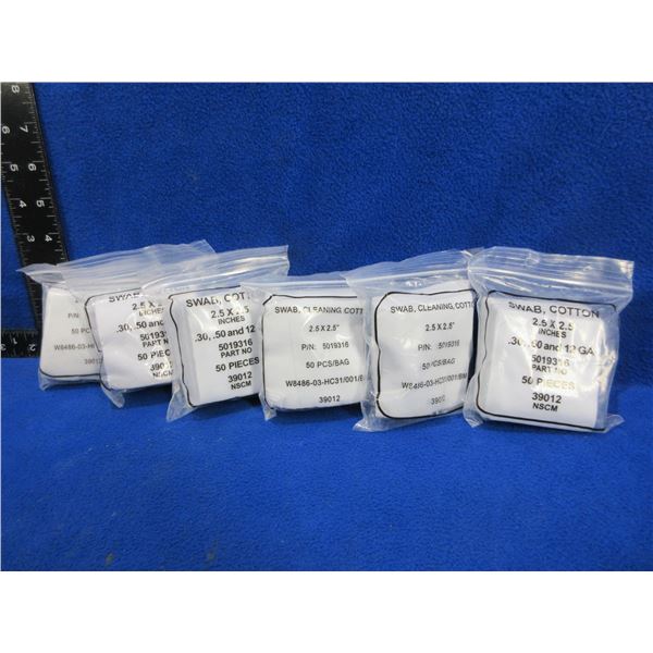 NEW - Cotton Swabs - 2.5" x 2.5" - 6 Packs of 50