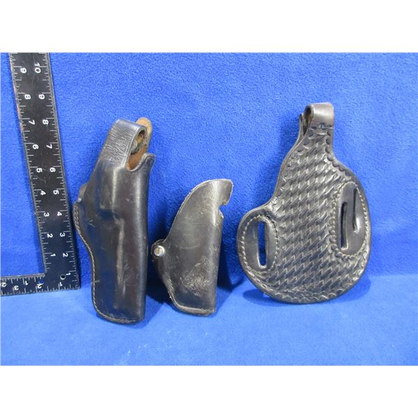 3 Leather Holsters - Bianchi #5B, Sloan BHS-1 and Unknown