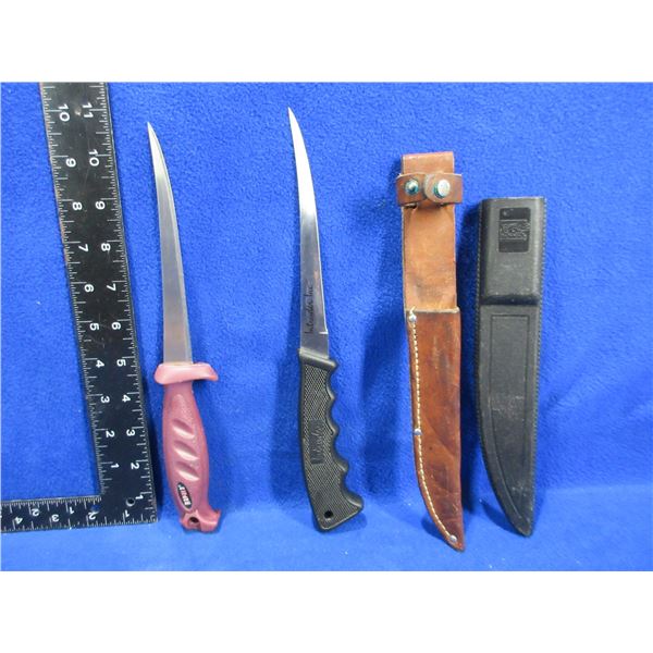 2 Fillet Knives with Sheaths - Rapala and Intruder - 6" Blades