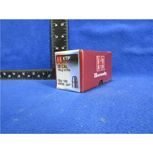NEW - 38 Cal. .357" 158gr XTP Hornady Bullets - Box of 100