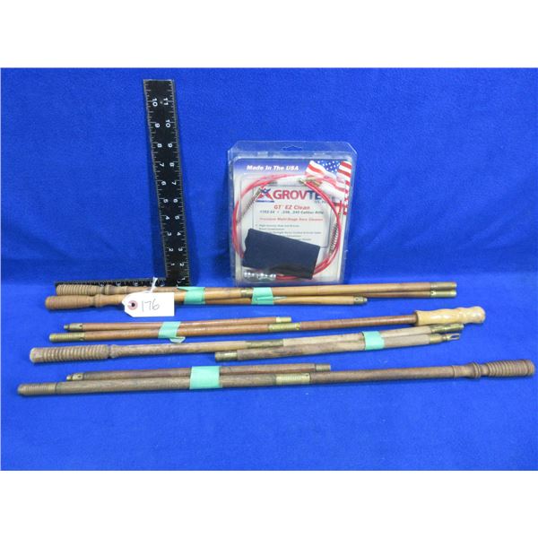 4 Vintage Wood Shotgun Cleaning Rods & Bore Cleaner