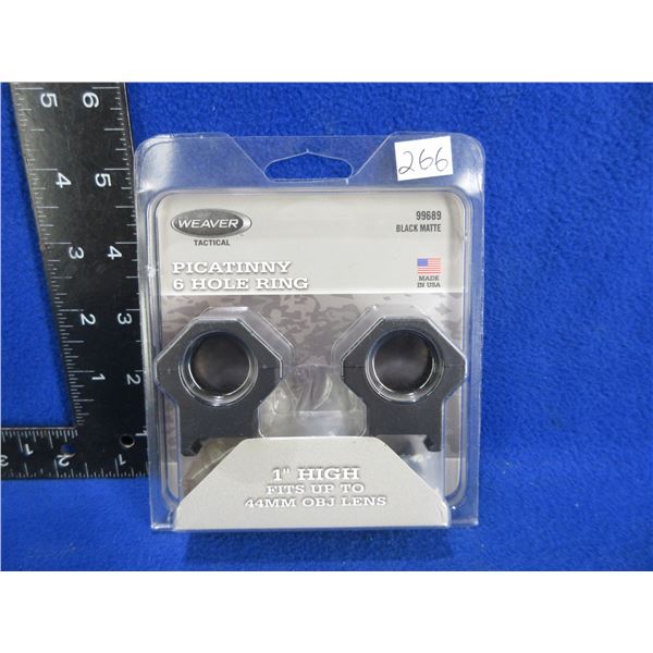 NEW - Weaver 6 Hole 1" Tactical Picatinny High Rings