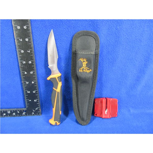 Elk Ridge TREK Fixed Blade Knife w/ Sheath & Sharpener