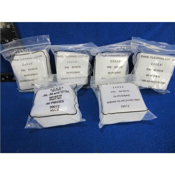 NEW - Cotton Swabs - 2.5" x 2.5" - 6 Packs of 50