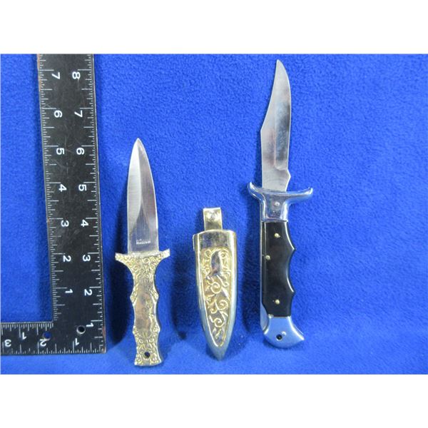 Folding Lock Blade Knife and Boot Knife with Sheath