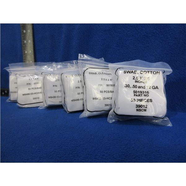 NEW - Cotton Swabs - 2.5" x 2.5" - 6 Packs of 50