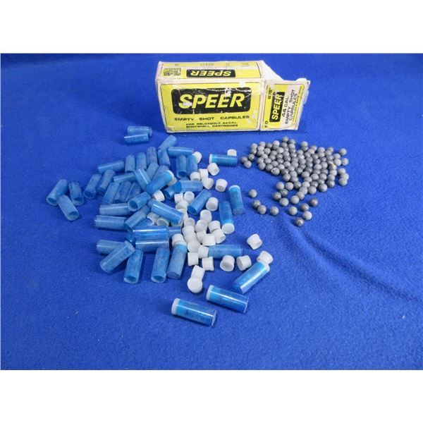 44 Cal. Speer Empty Shot Capsules and 30 Cal. Lead Shot