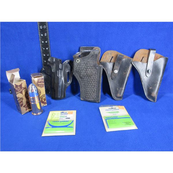 4 RH Holsters, Tiger Sharp Blades, 2 Bullet Aftershave